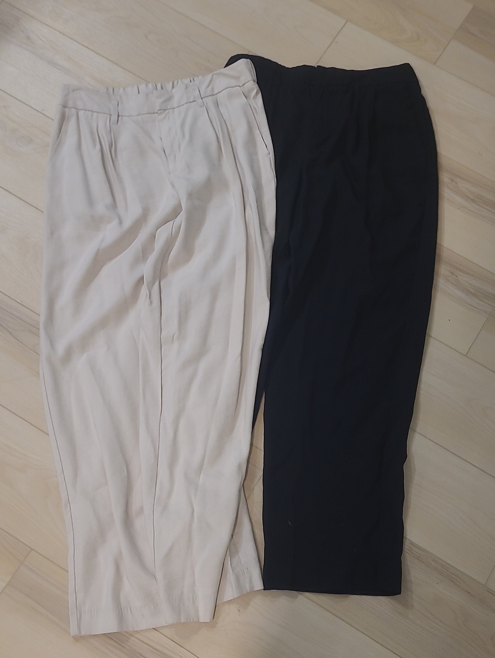 2 Pairs Of Work Slacks/Trousers, Black And Cream